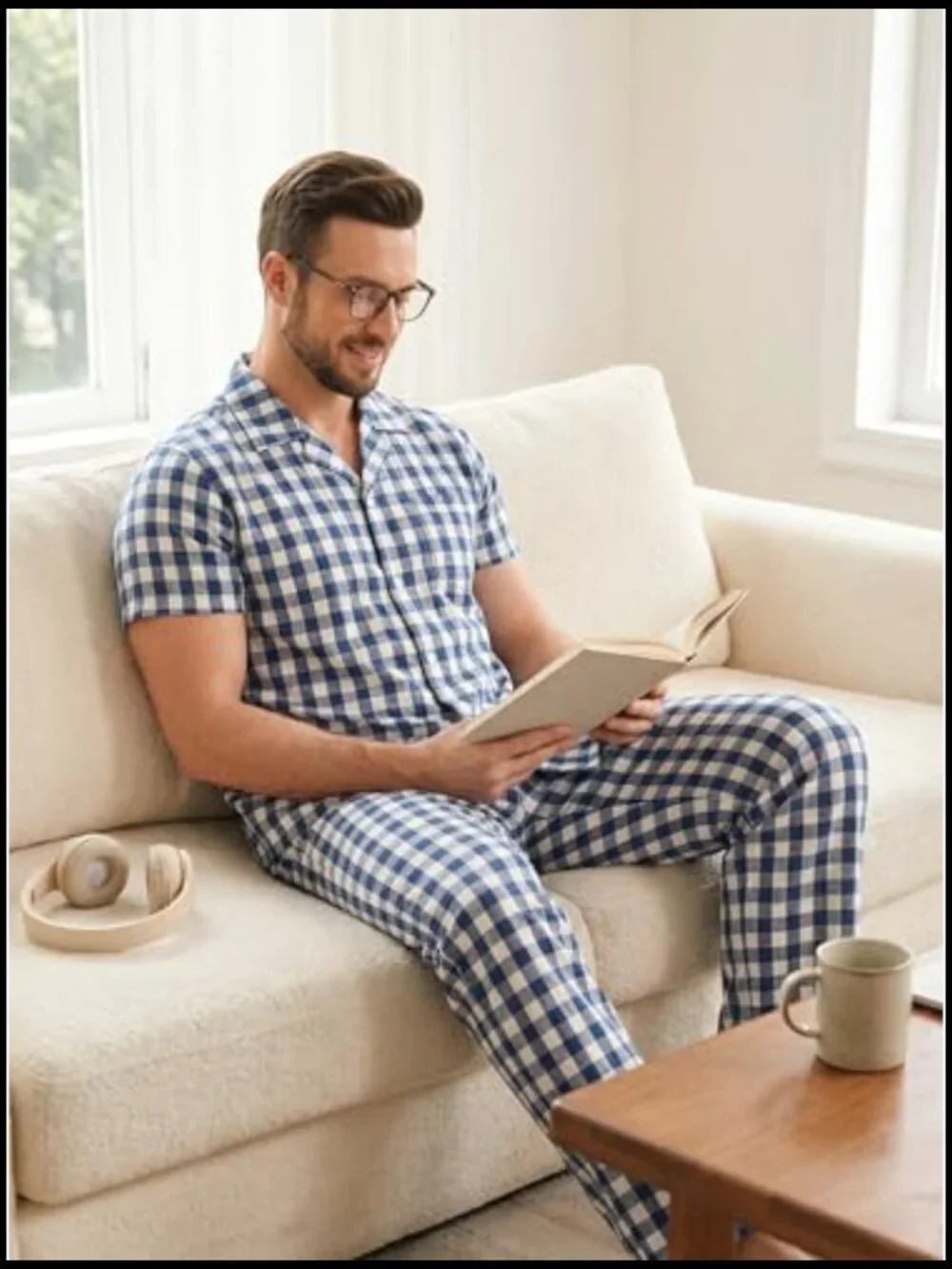 100% Cotton Pajama Set Short Sleeve Sleepwear Button Down Loungewear with